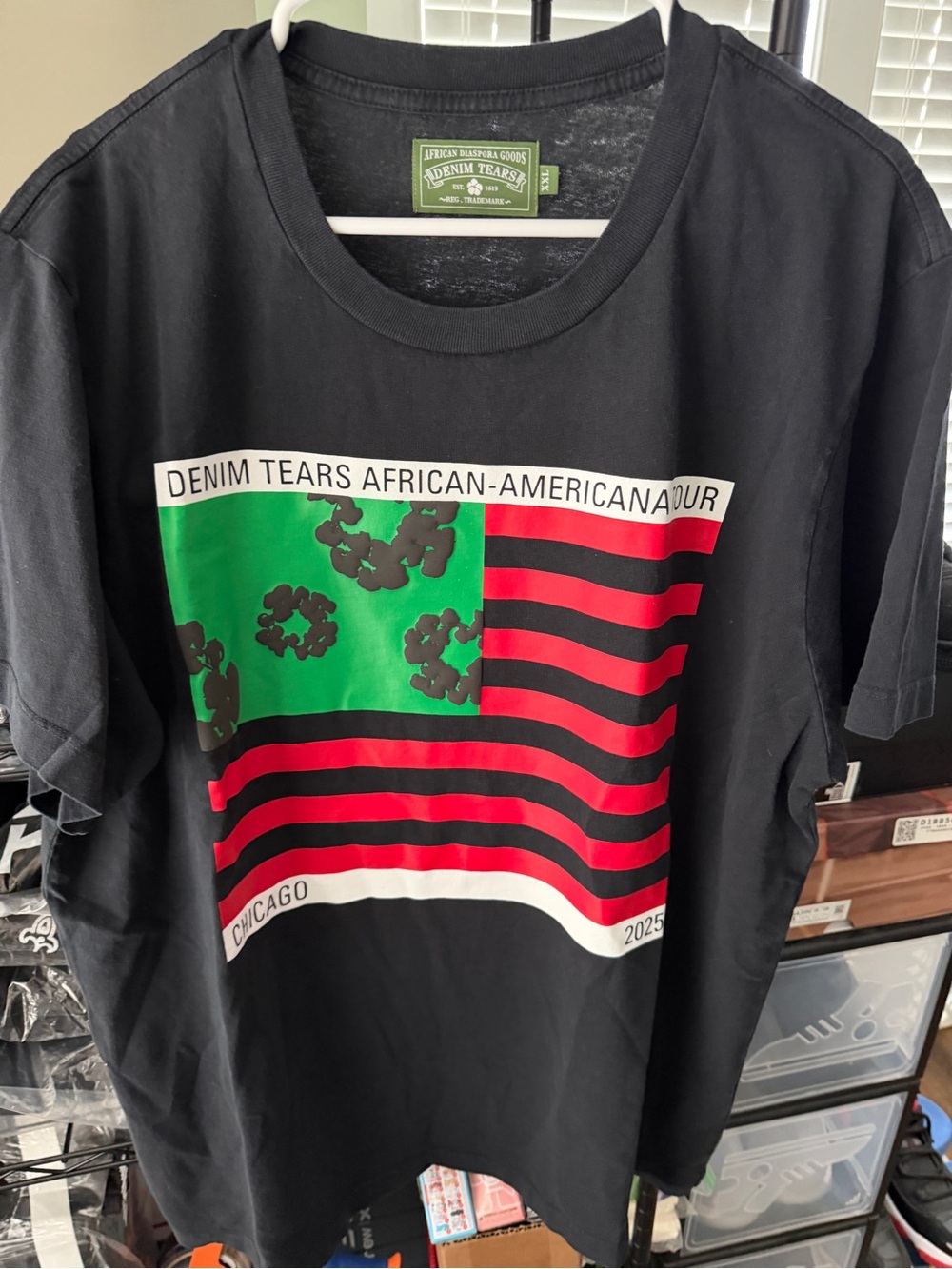 Denim Tears Black Short-Sleeve Tee with Red & Green Graphic- Brand New no tags